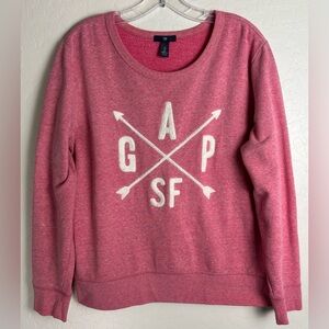 Gap San Francisco Pink Sweatshirt White Puffy Embroidered Spell Out Logo L 1370